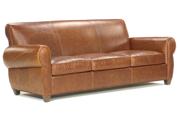 Tribeca XL 93 Inch Rustic Leather Rolled Tight Back Cigar Sofa