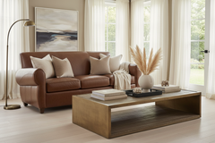 Tribeca 86 Inch Rustic Rolled Tight Back Leather Cigar Sofa - Relish In Ultimate Luxury And Superior Quality