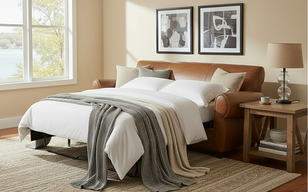 Tribeca 83 Inch Rustic Leather Queen Sleeper Sofa