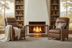 Troy Taupe POWER Leather "Quick Ship" Small Scale Modern Recliner