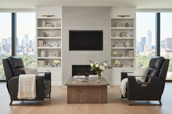 Troy Graphite POWER Leather "Quick Ship" Small Scale Modern Recliner