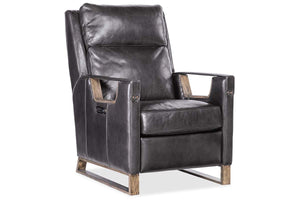 Troy Graphite POWER Leather "Quick Ship" Small Scale Modern Recliner