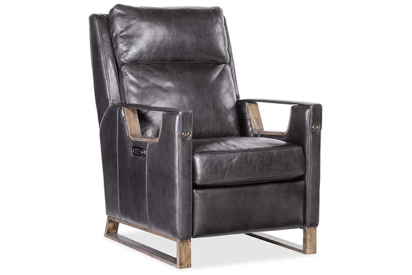Troy Graphite POWER Leather "Quick Ship" Small Scale Modern Recliner
