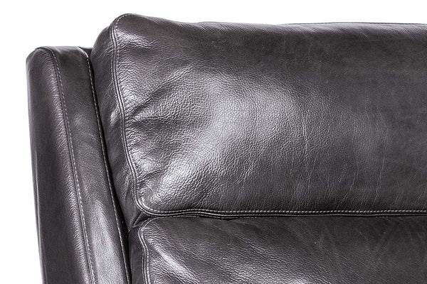 Troy Graphite POWER Leather "Quick Ship" Small Scale Modern Recliner