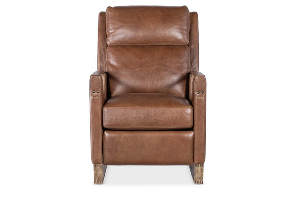Troy Taupe POWER Leather "Quick Ship" Small Scale Modern Recliner