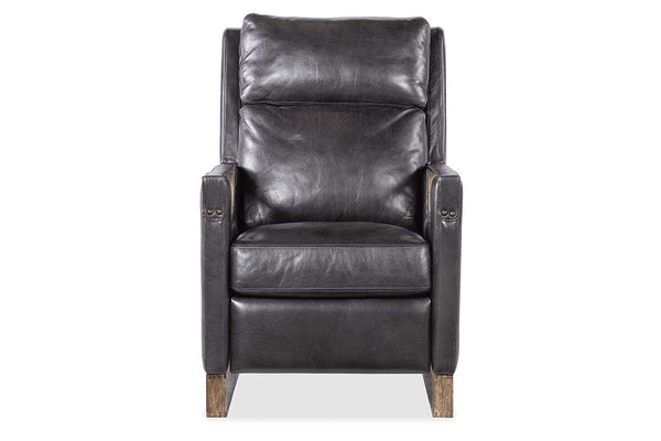 Troy Graphite POWER Leather "Quick Ship" Small Scale Modern Recliner