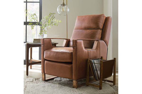 Troy Taupe POWER Leather "Quick Ship" Small Scale Modern Recliner
