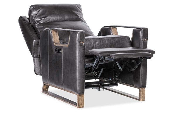 Troy Graphite POWER Leather "Quick Ship" Small Scale Modern Recliner