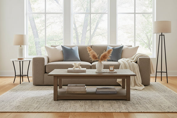 Aria 97 Inch "Quick Ship" Fabric Upholstered 2 Cushion Sofa