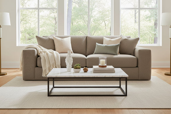 Aria 97 Inch "Quick Ship" Fabric Upholstered 2 Cushion Sofa