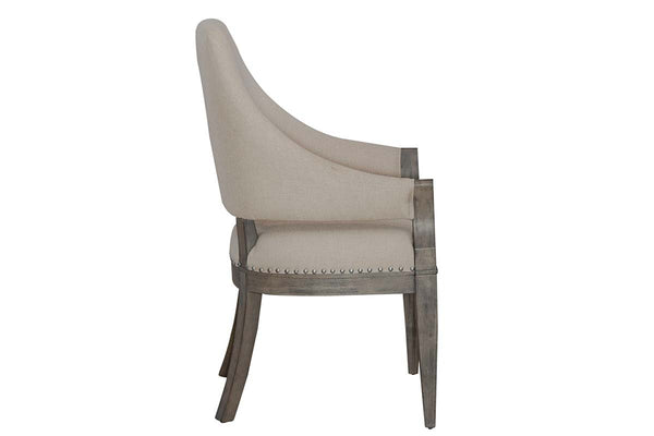 Valencia 5-Piece Havana Brown Round Pedestal Dining Set With Upholstered Armchairs