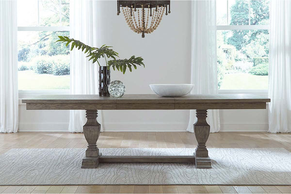 Valencia 9-Piece Havana Brown Rectangular Pedestal Dining Set With Upholstered Armchairs