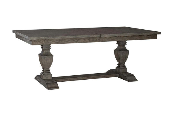 Valencia 5-Piece Havana Brown Rectangular Pedestal Dining Table Set