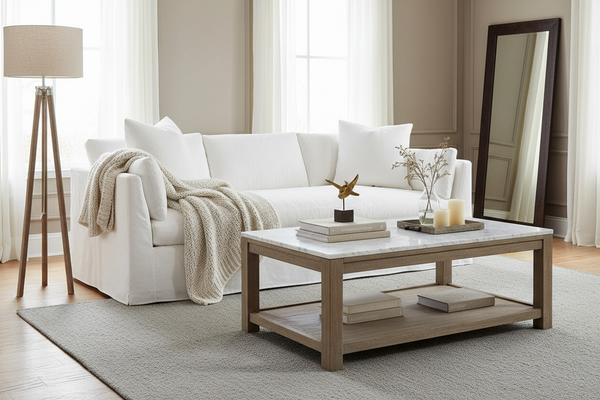 Vanessa I 99 Inch Single Bench Seat Slipcovered Sofa