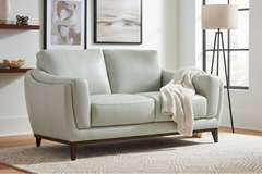 Verne Modern Leather Pillow Back Loveseat