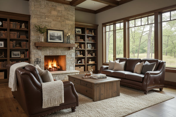 Vernon 84 Inch English Arm Leather Sofa