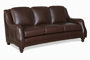Vernon 84 Inch English Arm Leather Sofa
