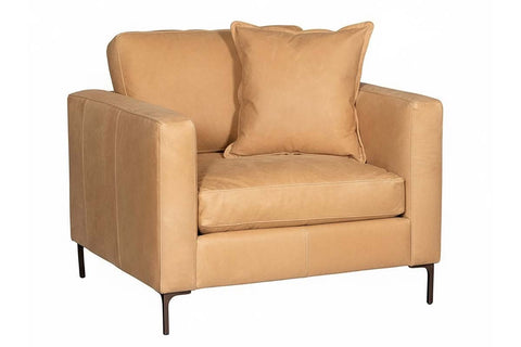 Wade Contemporary Track Arm Pillow Back Leather Chair