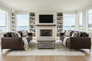 Wade Contemporary Track Arm Leather Sofa Collection