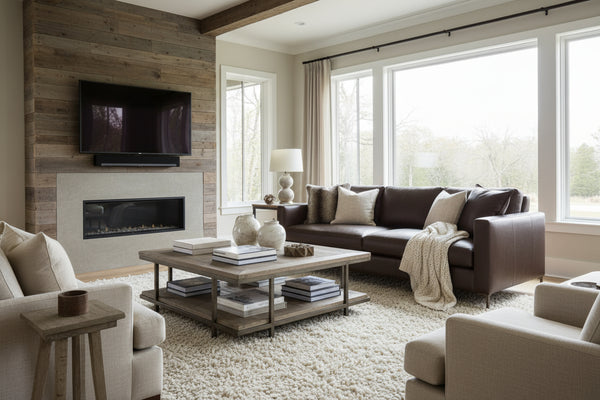 Wade Contemporary Track Arm Leather Sofa Collection