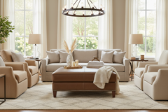 Ward 43 inch Square Contemporary Extra Large Leather Cocktail Ottoman