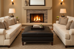 Ward 43 inch Square Contemporary Extra Large Leather Cocktail Ottoman