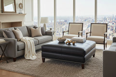 Ward 43 inch Square Contemporary Extra Large Leather Cocktail Ottoman