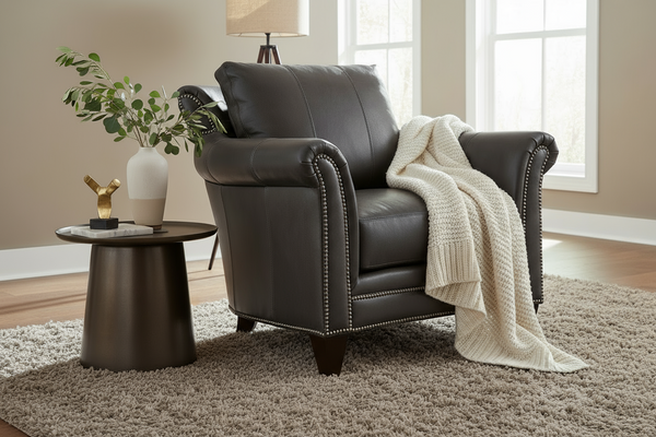 Warren "Quick Ship" Traditional Leather Pillow Back Chair