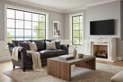 Warren 91 Inch "Quick Ship" Traditional Top Grain Leather Pillow Back Sofa