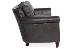 Warren 91 Inch "Quick Ship" Traditional Top Grain Leather Pillow Back Sofa