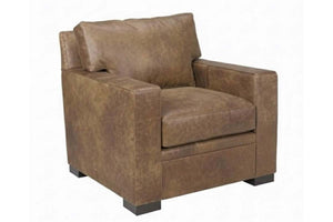 Wellington Leather Pillow Back Track Arm Club Chair