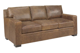 Wellington 84 Inch Track Arm Leather Studio Size Sofa