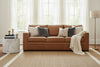Image of Wellington 92 Inch Large Square Arm Leather Pillow Back Couch With Nails