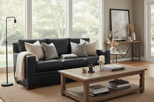 Wellington 84 Inch Track Arm Leather Studio Size Sofa