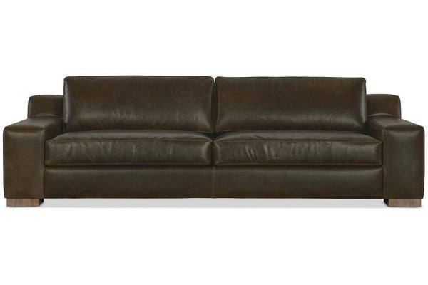 Wells 109 Inch Two Cushion Wide Track Arm Leather Sofa