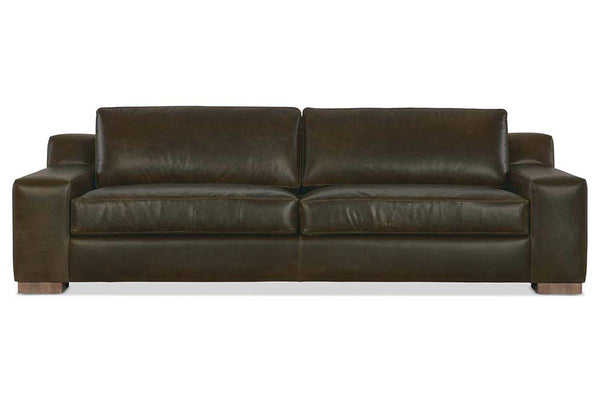 Wells 97 Inch Two Cushion Wide Track Arm Leather Sofa