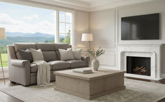 Wentworth Cement 88 Inch "Quick Ship" Wall Hugger Power Leather Reclining Sofa