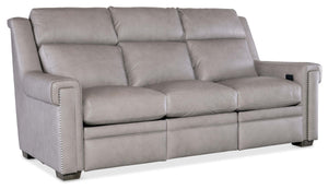 Wentworth Cement 88 Inch "Quick Ship" Wall Hugger Power Leather Reclining Sofa