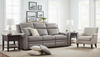 Image of Wentworth Cement 88 Inch "Quick Ship" Wall Hugger Power Leather Reclining Sofa