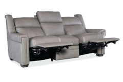 Wentworth Cement 88 Inch "Quick Ship" Wall Hugger Power Leather Reclining Sofa