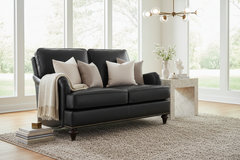 Wesley Traditional Leather Loveseat w/ Nailhead Trim