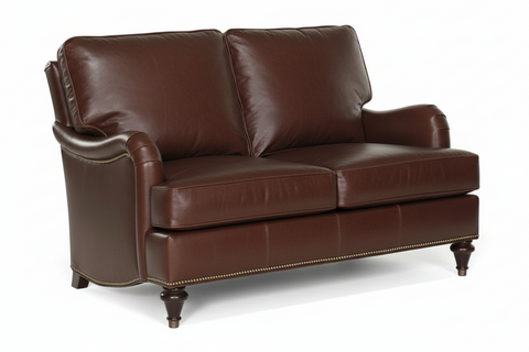 Wesley Traditional Leather Loveseat w/ Nailhead Trim