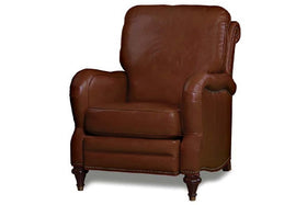 Wesley Leather English Arm Recliner With Nailhead Trim