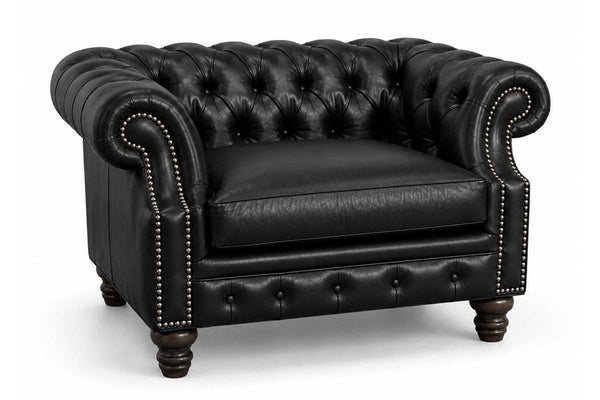 Westminster Leather Tufted Chair And A Half