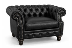 Westminster Leather Tufted Chair And A Half