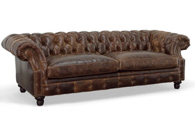 Westminster 94 Inch Chesterfield Tufted Leather Queen Sleeper Sofa