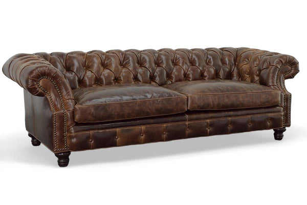 Westminster 94 Inch Tufted Leather Chesterfield Queen Sleeper Sofa