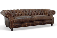 Westminster 94 Inch Chesterfield Tufted Leather Queen Sleeper Sofa