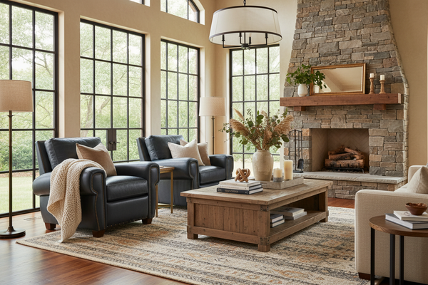 Weston Rustic Leather Pillow Back Recliner With Nails