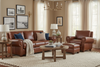 Image of Weston Leather Queen Sleeper Sofa Set w/ Contrasting Nailhead Trim